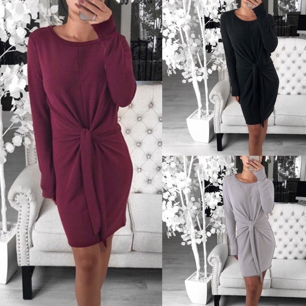 Everly Knot/tie Dress L